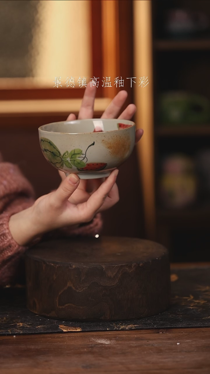 陶瓷景德镇高温釉下手绘陶瓷@L499@