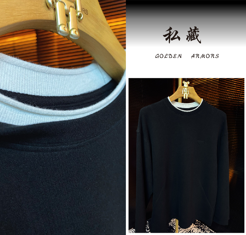 老钱风上新秋冬季时尚长袖柔软羊毛T恤潮流简约休闲男士上衣款056