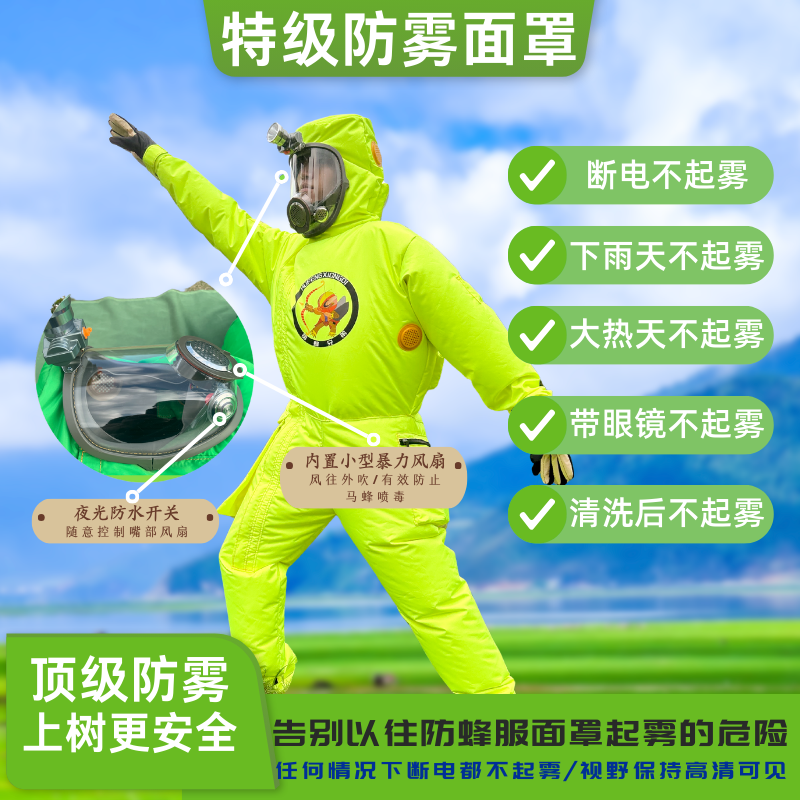 【顶配】轻便土蜂树蜂通用暴力风扇马蜂防蜂服（有送机会1.2万电池）