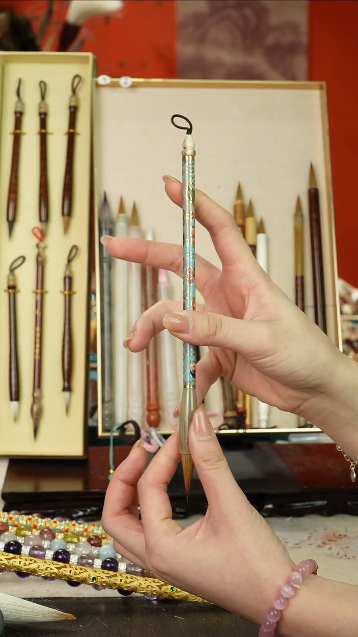 24号闪孤品高货毛笔链接 清水试笔 蘸墨不退