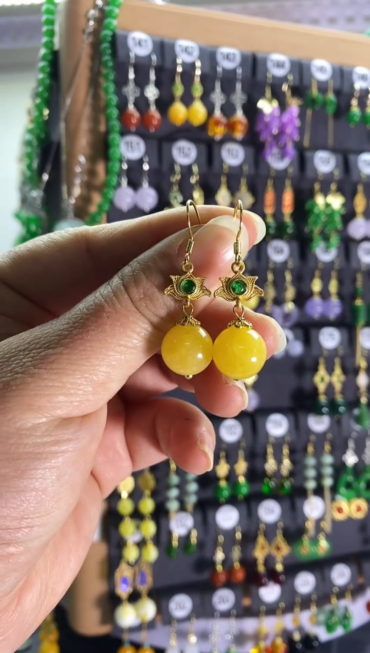 【闪购商品】翡翠耳饰银S925镶嵌993..