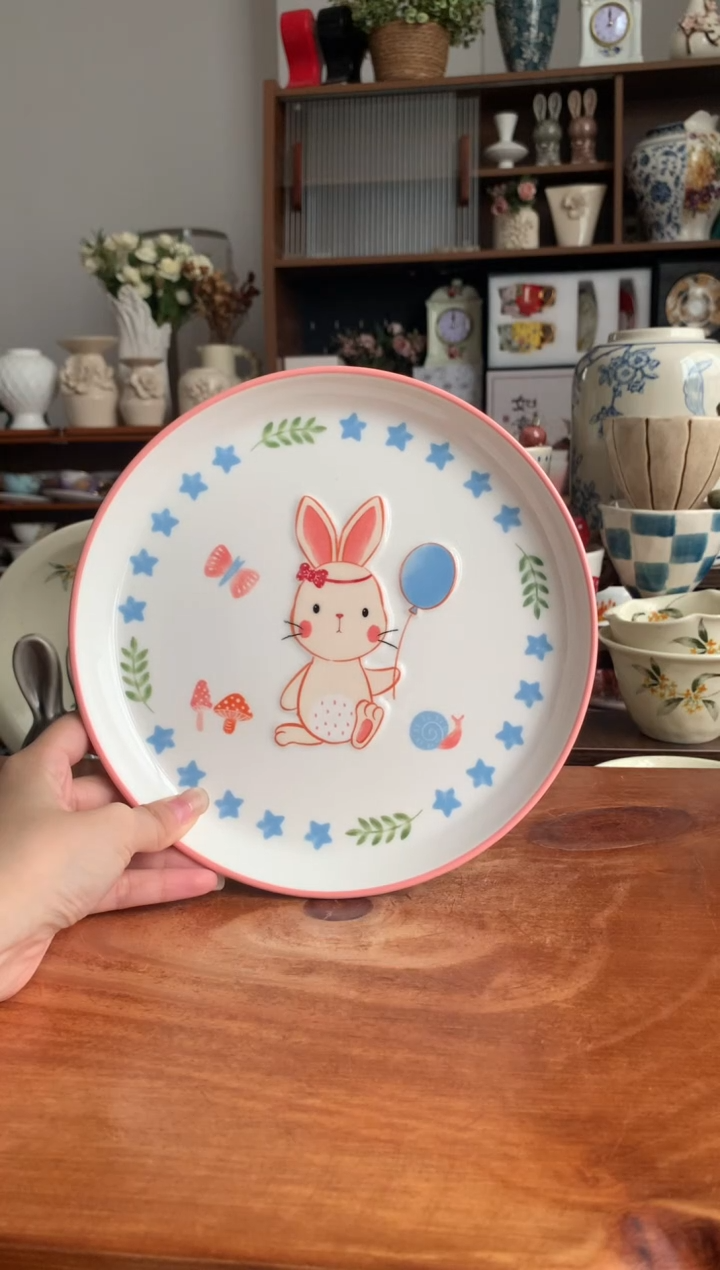 陶瓷【清仓默认微瑕】田园兔圆盘