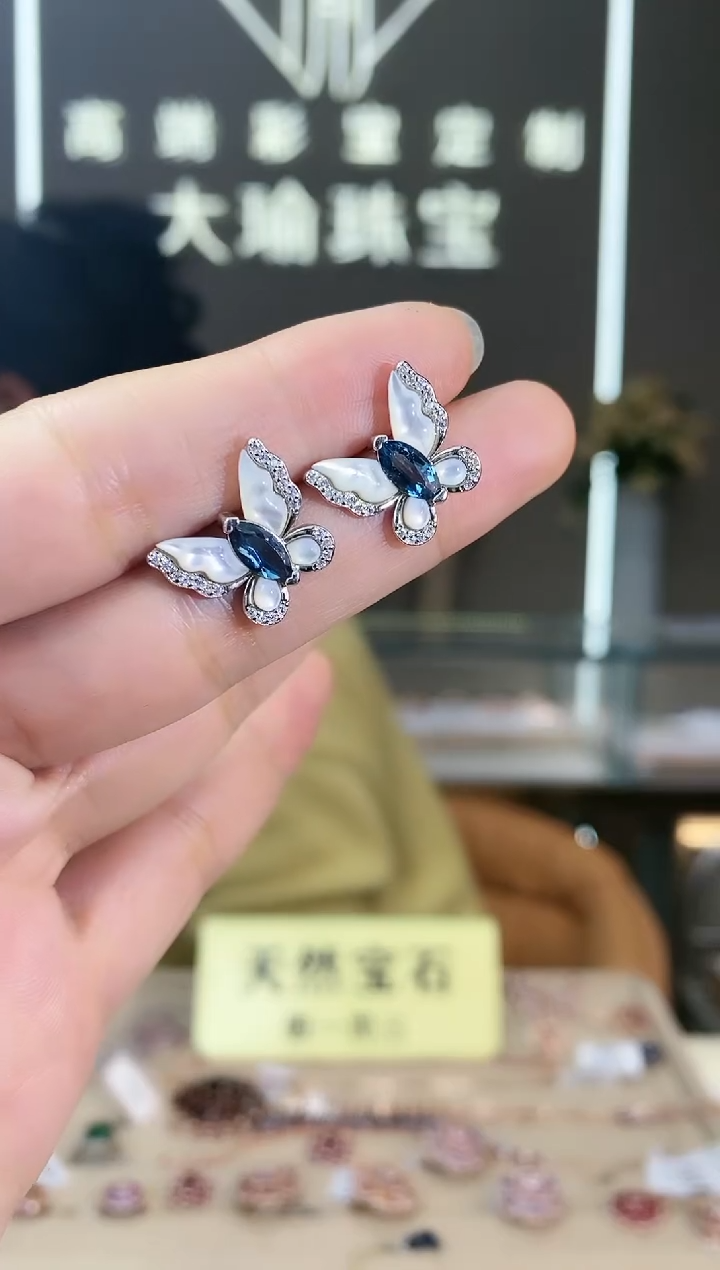 【闪购商品】托帕石耳饰银S925镶嵌耳饰