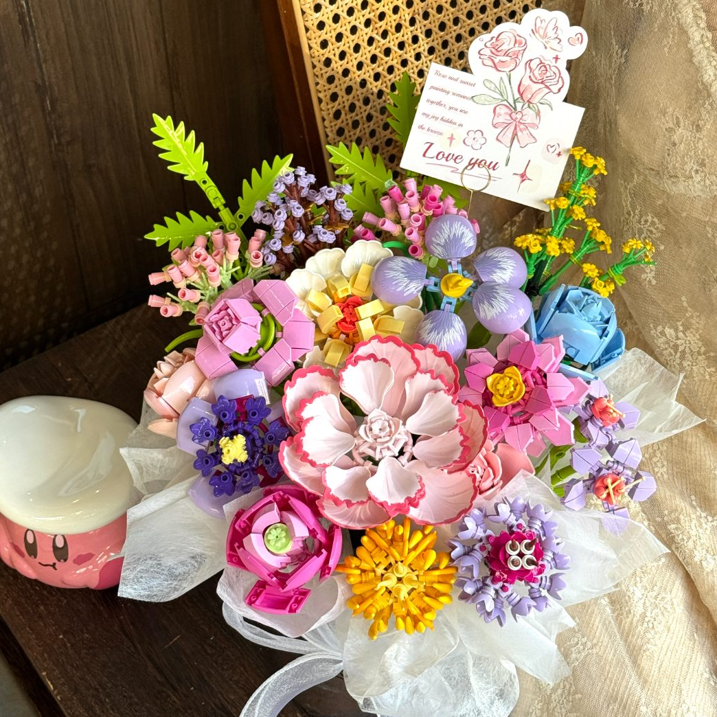 【七夕专属】积木花束礼物玫瑰女生纪念生日情侣母亲创意情人节礼物