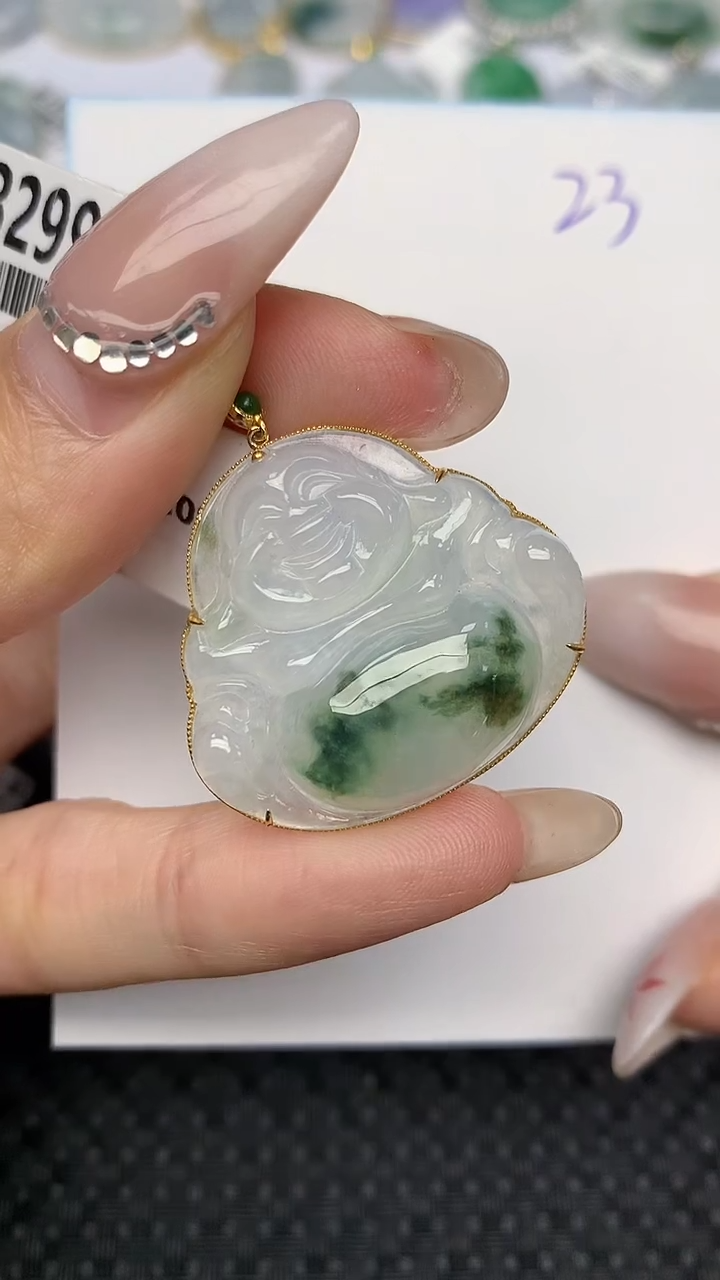 【闪购商品】翡翠颈饰18K金镶嵌天然翡翠A货