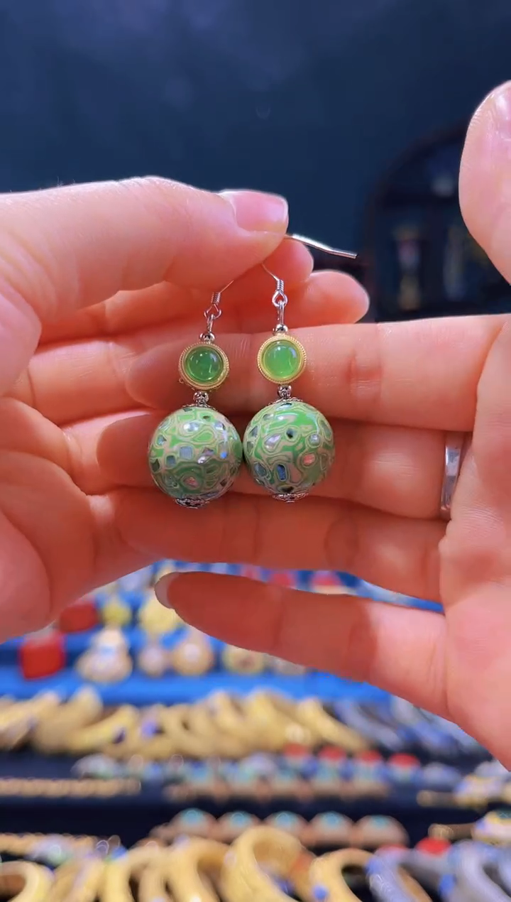 【闪购商品】非遗绝技 犀皮漆耳环 淡绿