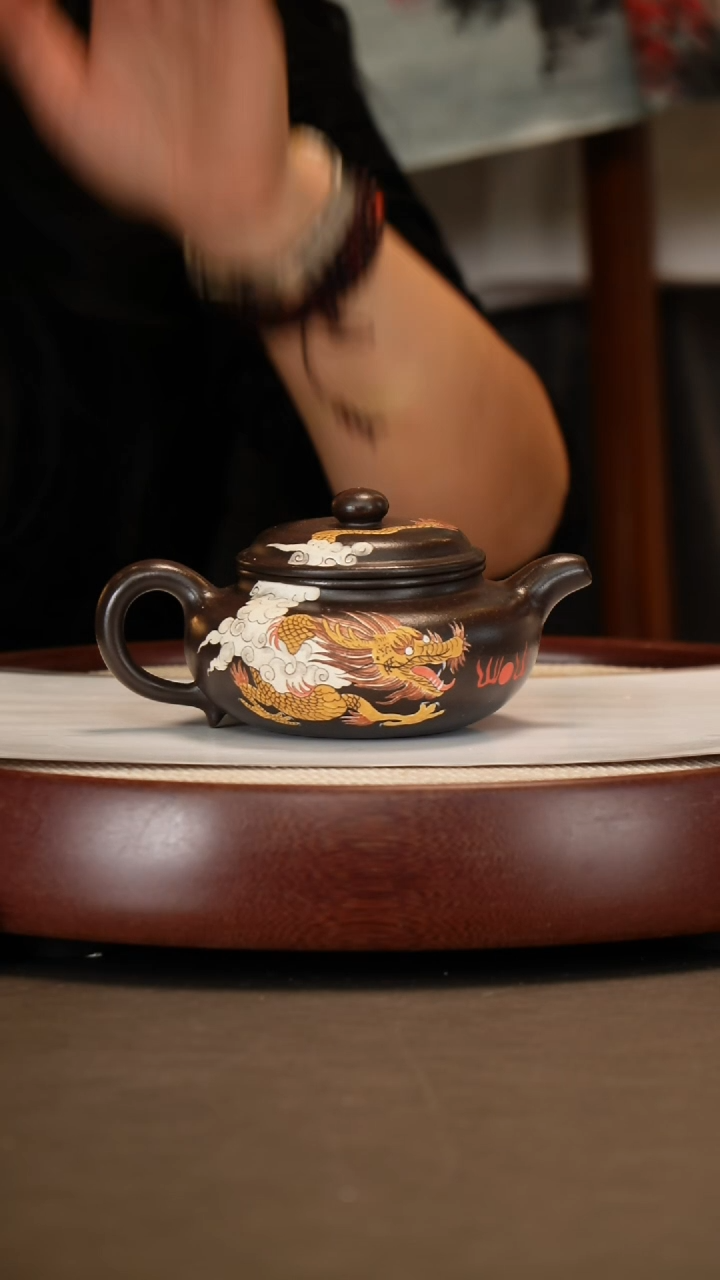 【闪购商品】紫砂茶壶【时顺华】黑朱泥仿古   280CC