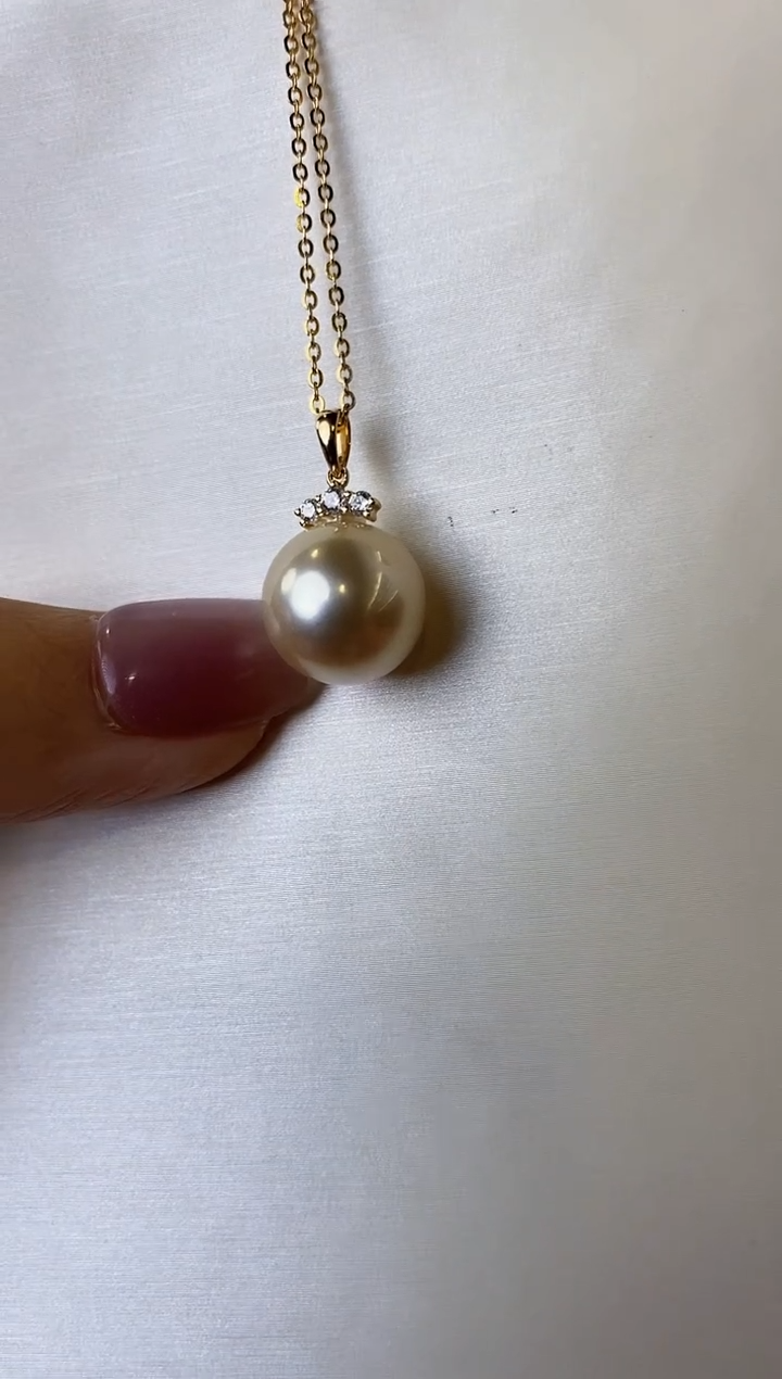 【闪购商品】海水珍珠吊坠(赠链)18K金镶嵌12-13海水珍珠吊坠