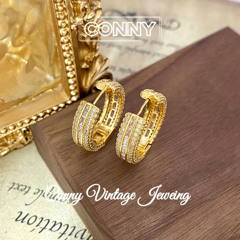 铜合金锆石耳饰 KN0062 法 ·【三生三世】欧美重工满镶锆石耳圈