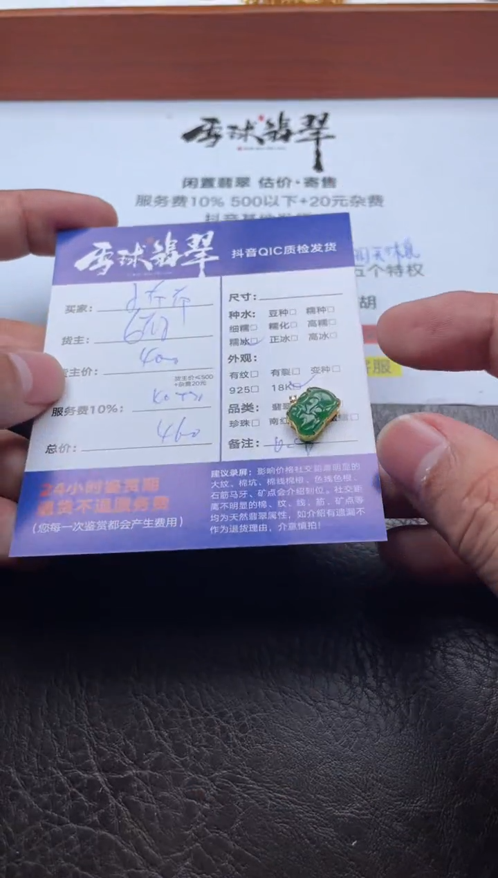 颈饰18K金镶嵌翡翠小*布17511209225