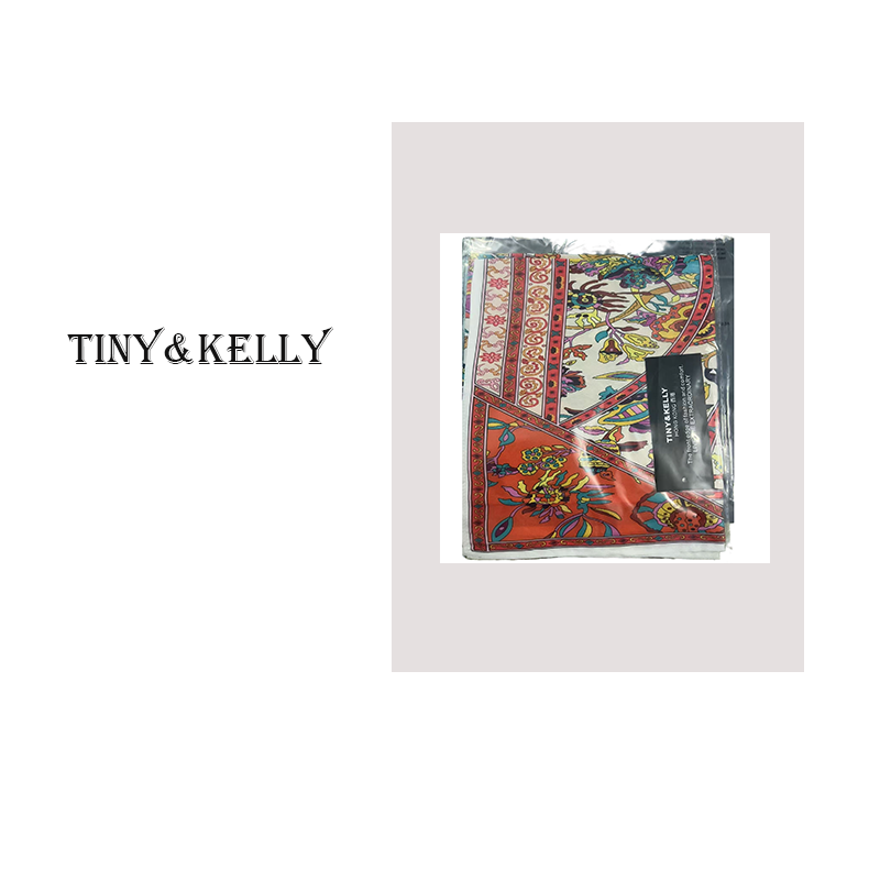 tiny&Kelly【生命树】高奢欧洲数码渗透印橙色斜纹绸丝巾