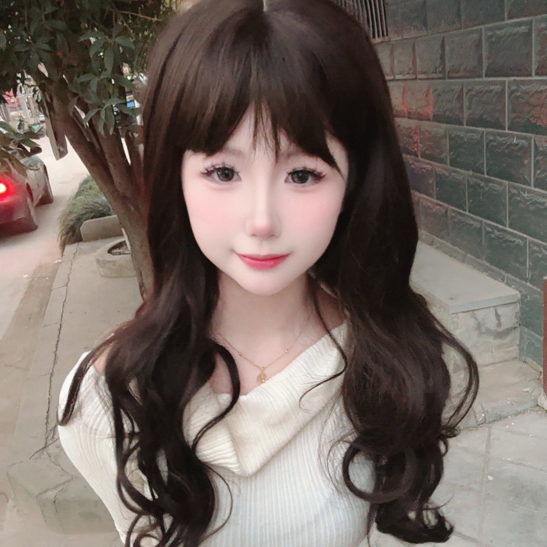 爆款黑茶深棕齐刘海大波浪全套头女士假发  赠送一个发网QC