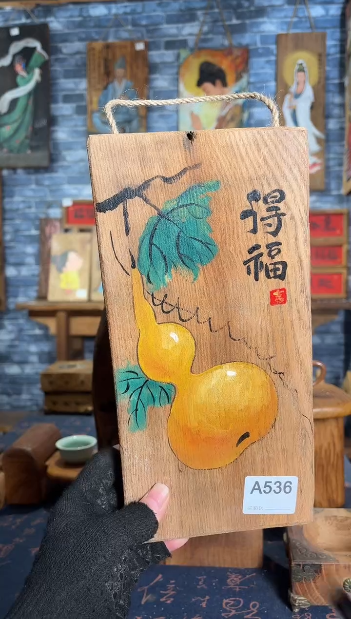 风化老门板丙烯画
