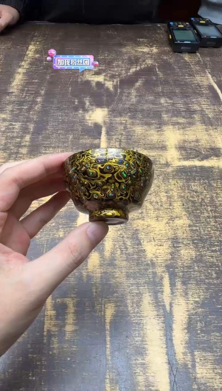 大漆多层建盏 圆口杯（黑金）