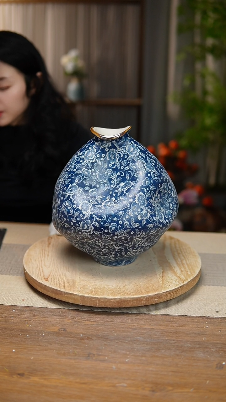 【闪购商品】陶瓷花器青花瓷芙蓉花大肚