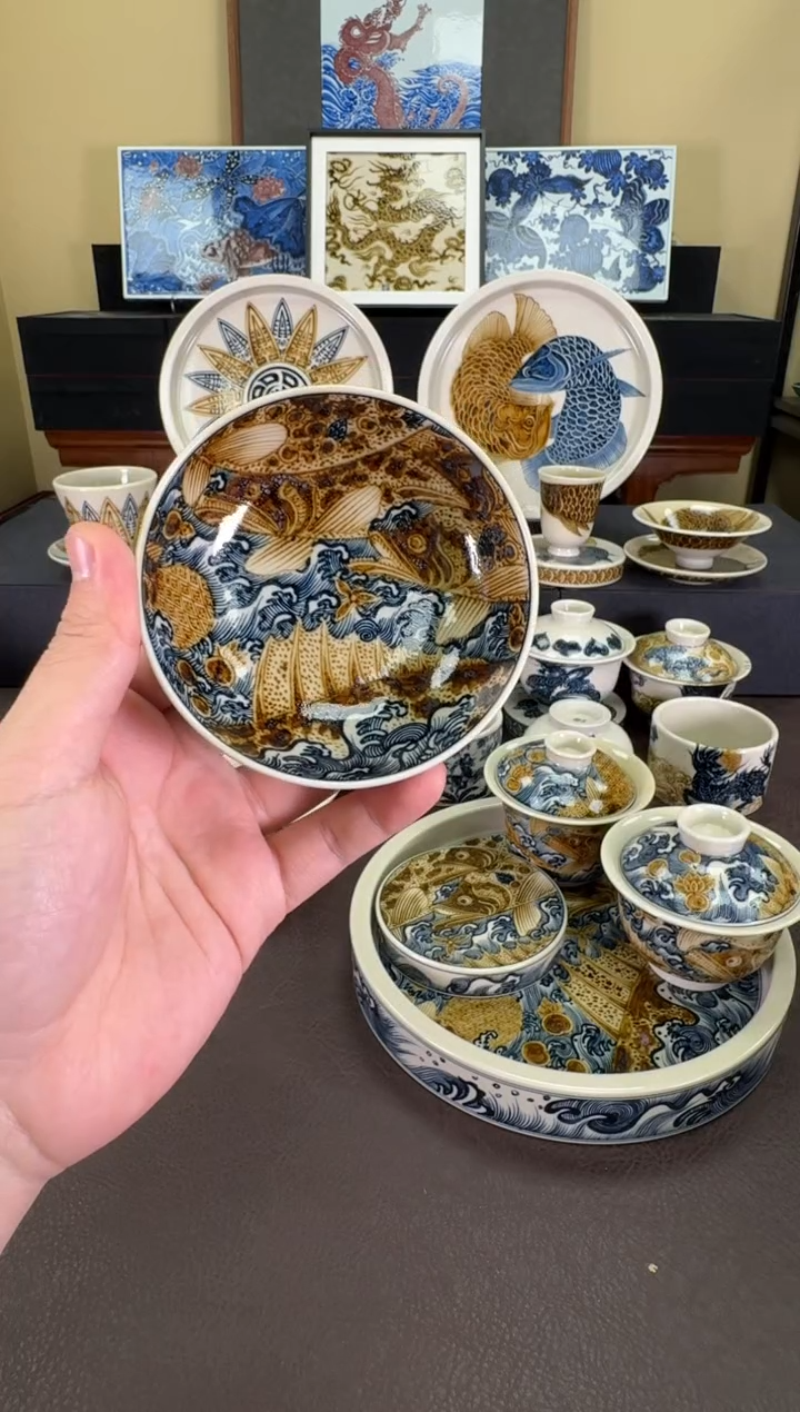 【闪购商品】二号釉海浪鳜鱼普洱杯