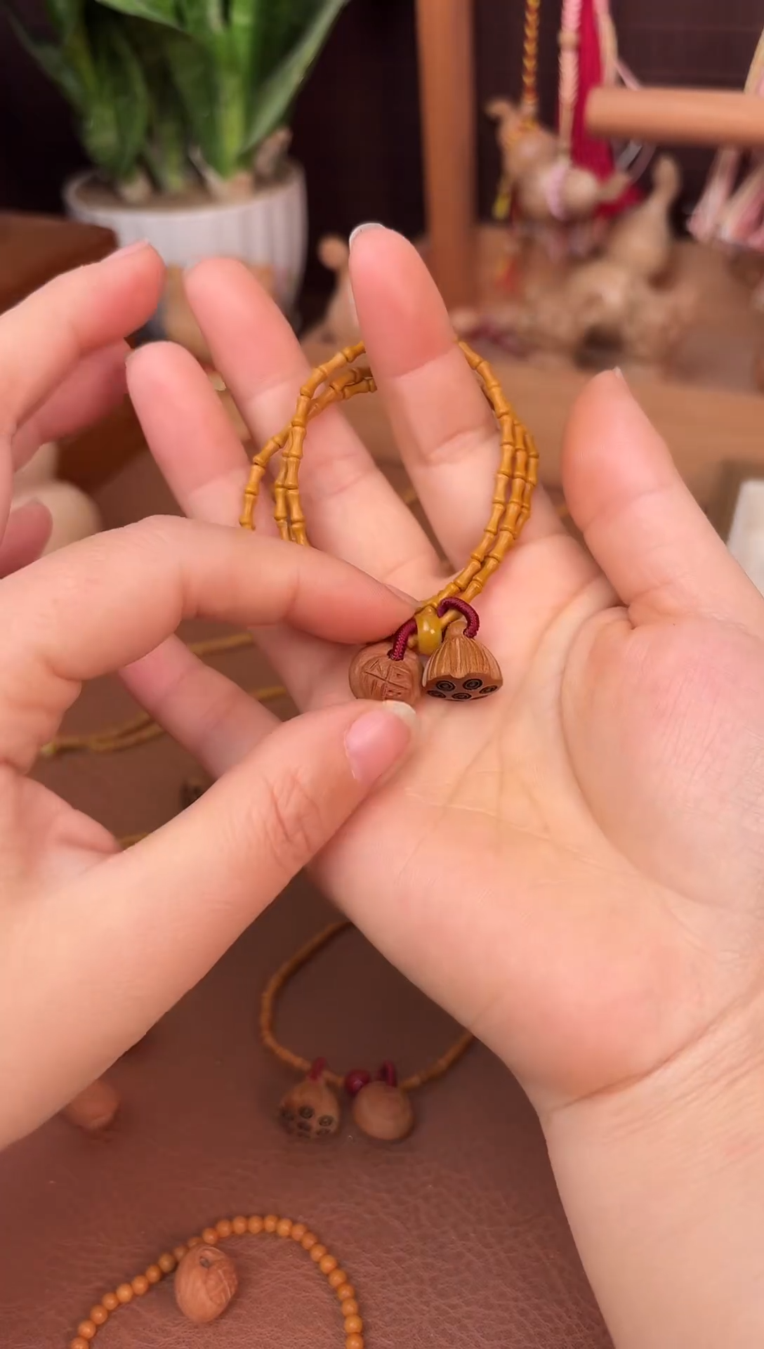 手串桃核三圈好运莲莲竹节跑环