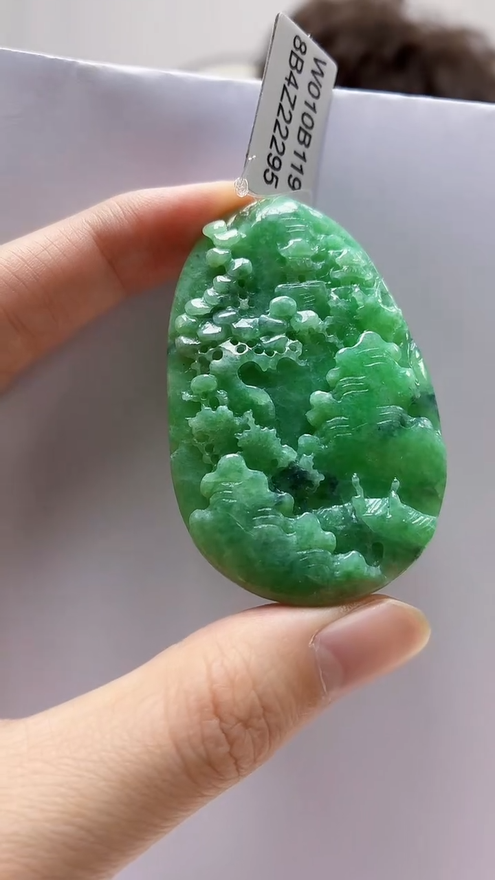 未镶嵌定制翡翠4688zm-毛货挂件山水10