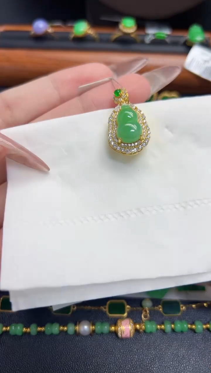 【闪购商品】翡翠颈饰银S925镶嵌Y缅料A货/支持复检/一件