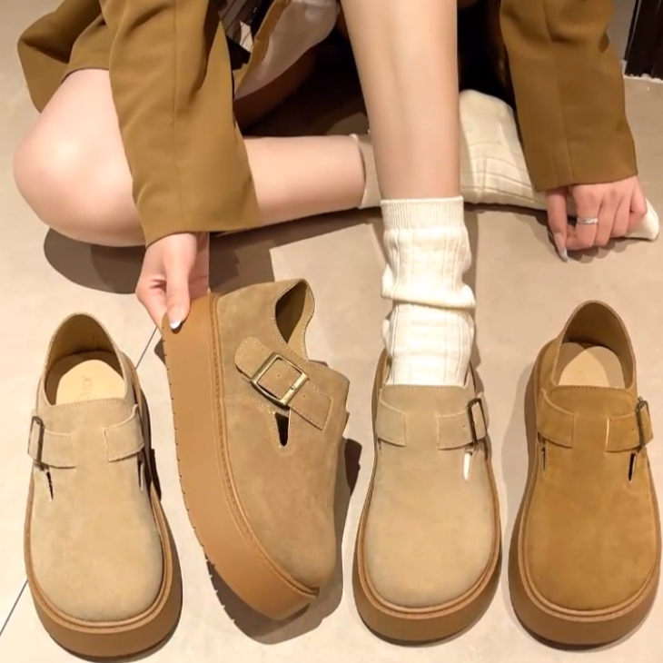 时尚厚底勃肯鞋女2025新款春季爆款复古博肯懒人鞋百搭休闲单鞋子