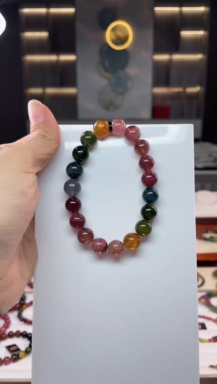 未镶嵌冰透体老矿碧玺单圈手串10mm+碧玺（多样性发一条）Q