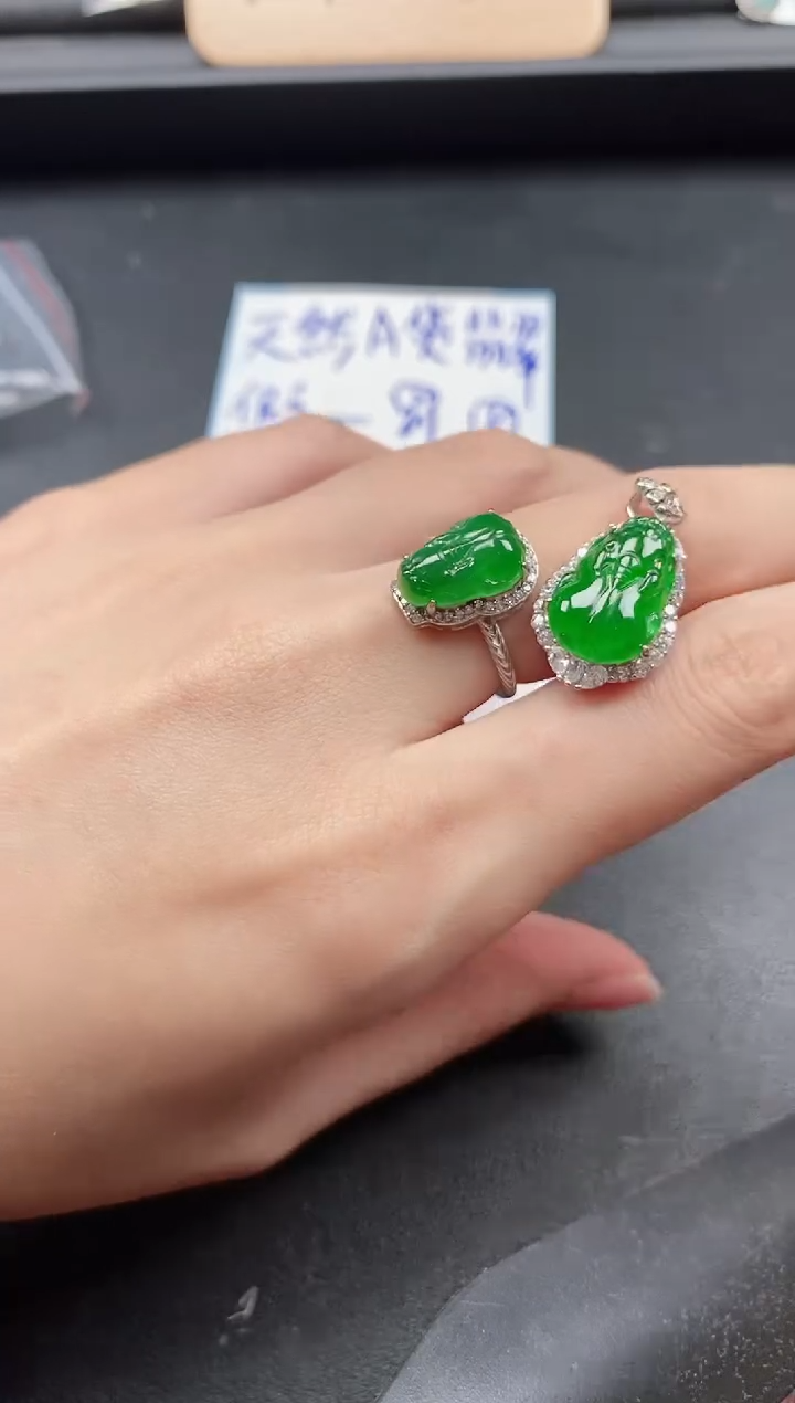 翡翠戒指银S925镶嵌51151