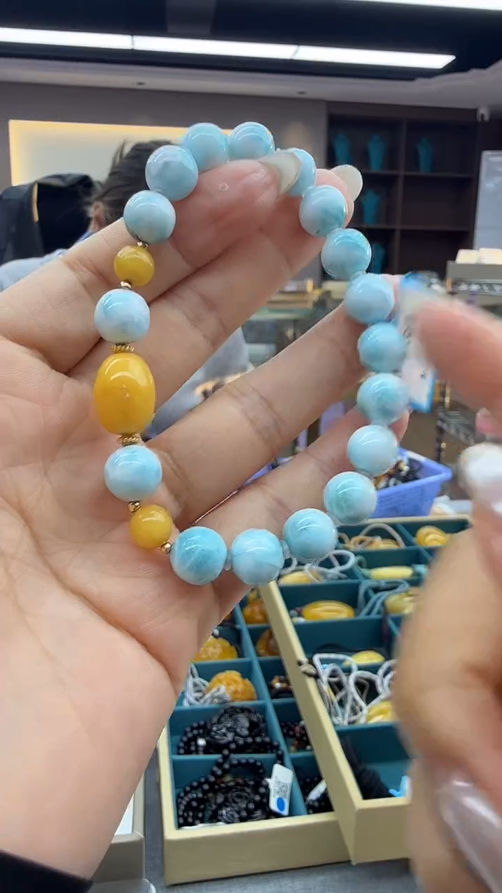 未镶嵌针钠钙石（海纹石）手链110秒拍号 假一罚三 