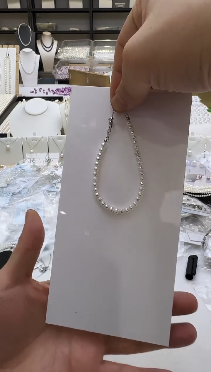 淡水珍珠手链银S925镶嵌4-5mm 爱心尾链