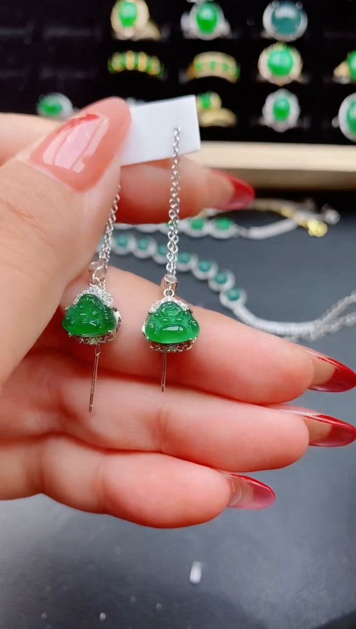 【闪购商品】翡翠耳饰银S925镶嵌58585050