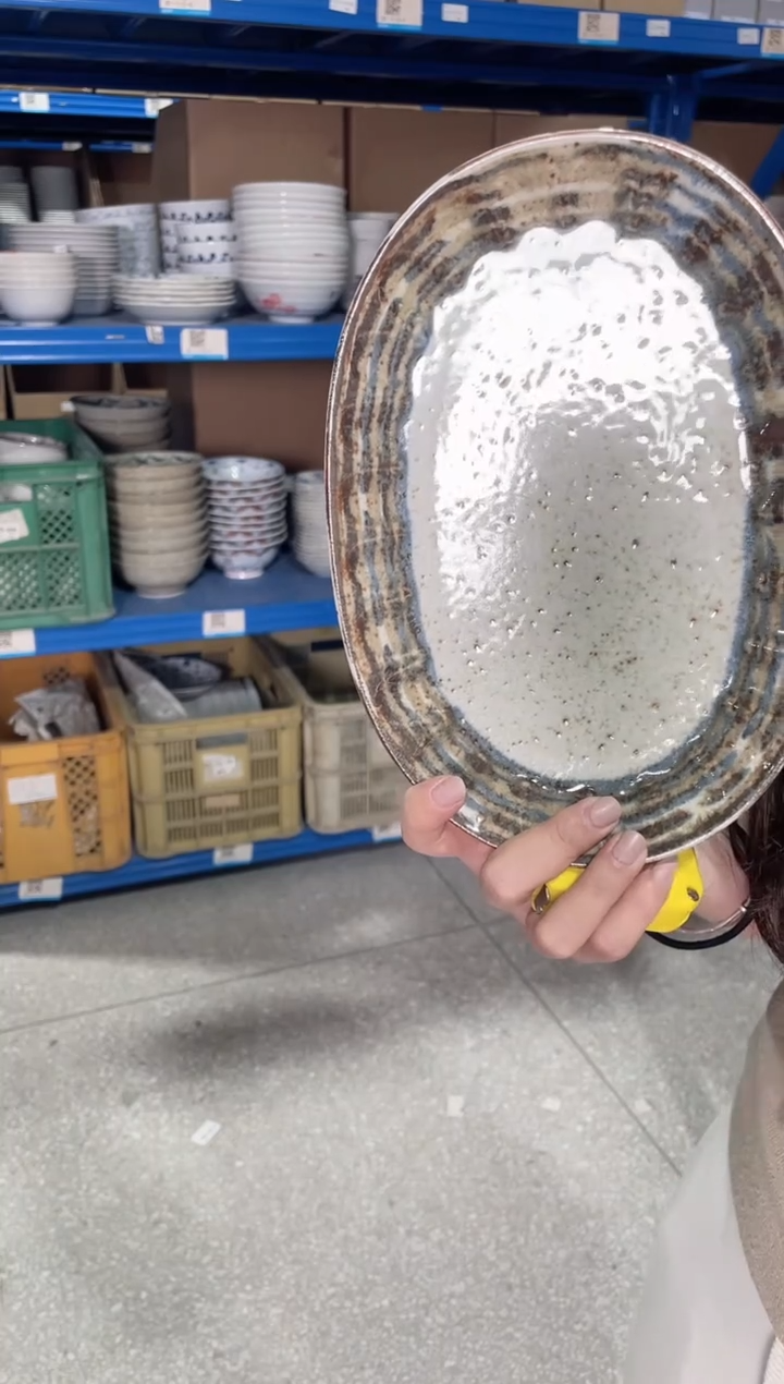 陶瓷线筋纹椭圆盘