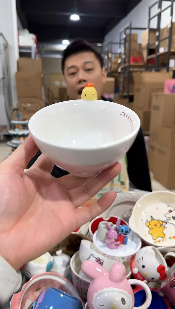 瓷片原盒炸虾公仔碗微瑕