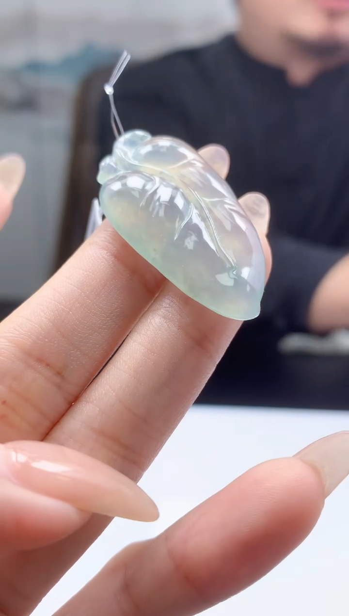 【闪购商品】定制翡翠未镶嵌888ee-毛货叶子17赠金扣