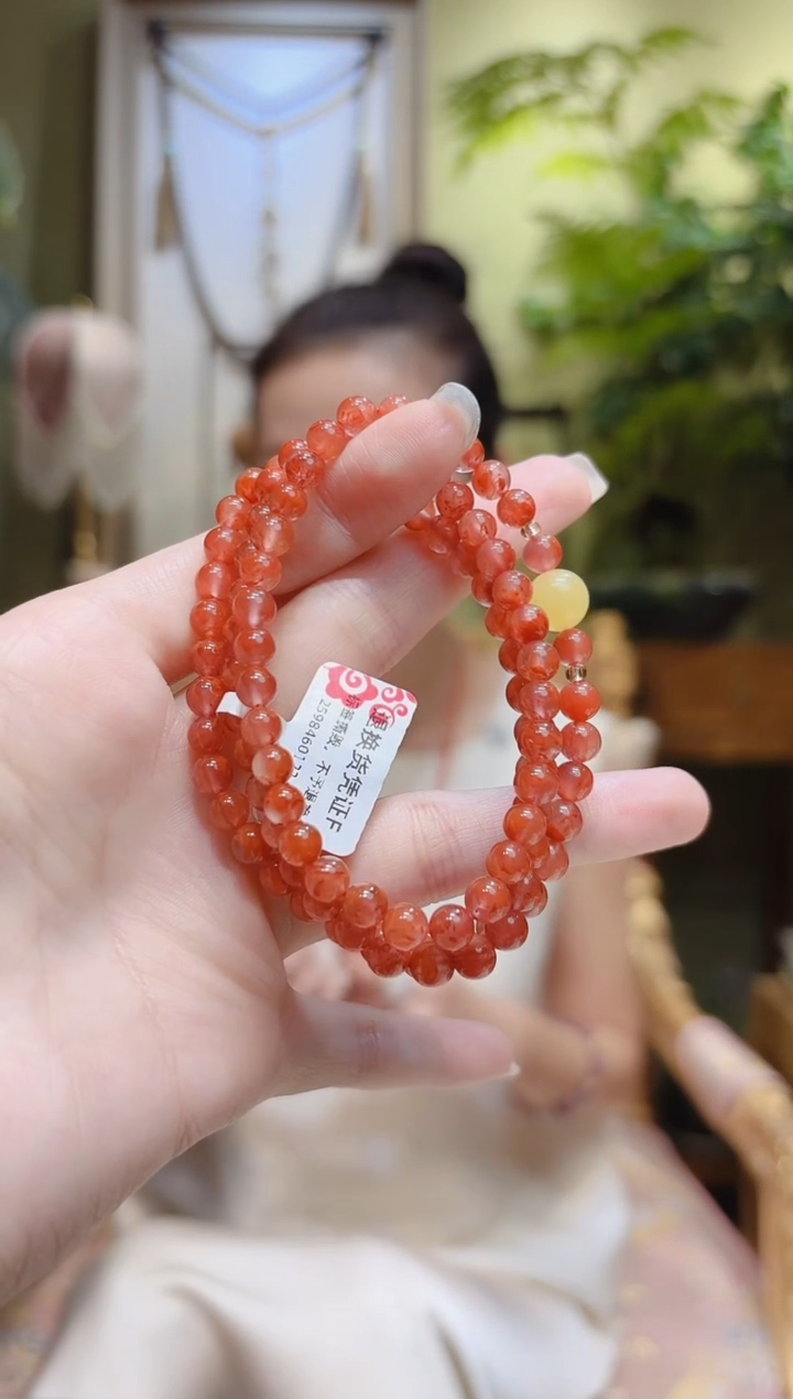 【闪购商品】南红玛瑙手串未镶嵌蜜蜡顶珠南红手串F