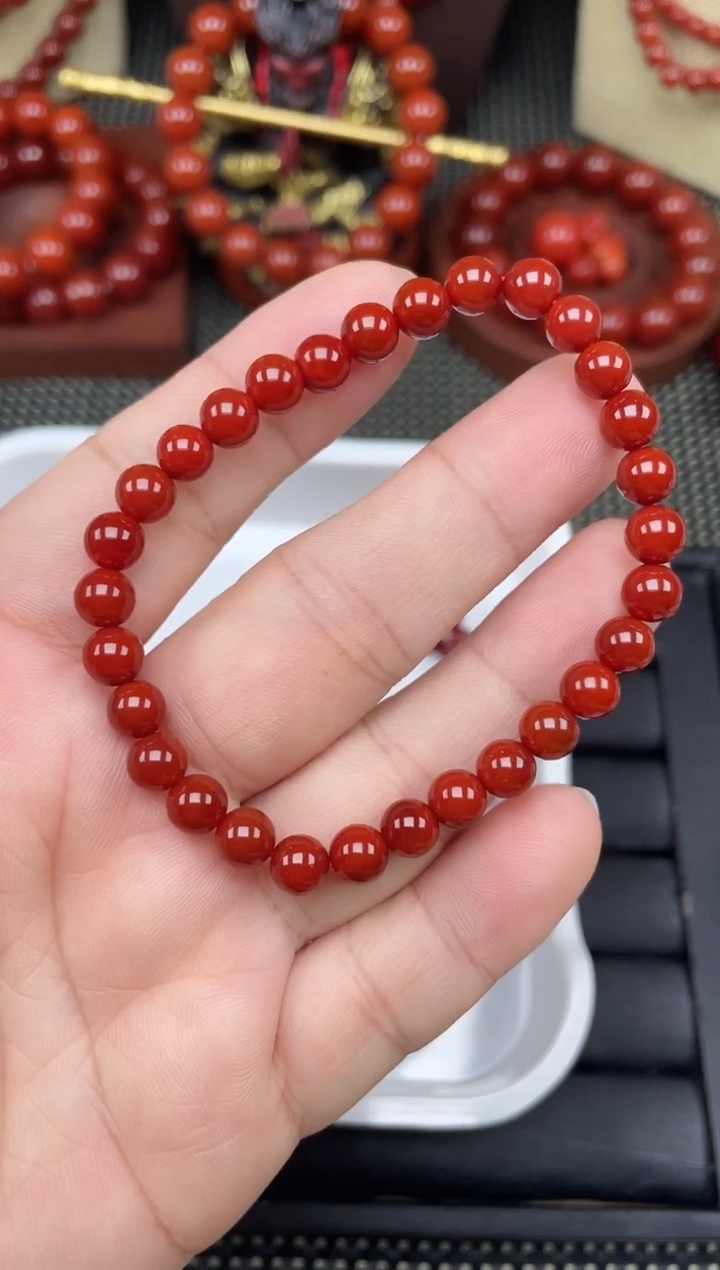 未镶嵌南红玛瑙珠宝半成品6mm牛血红手串