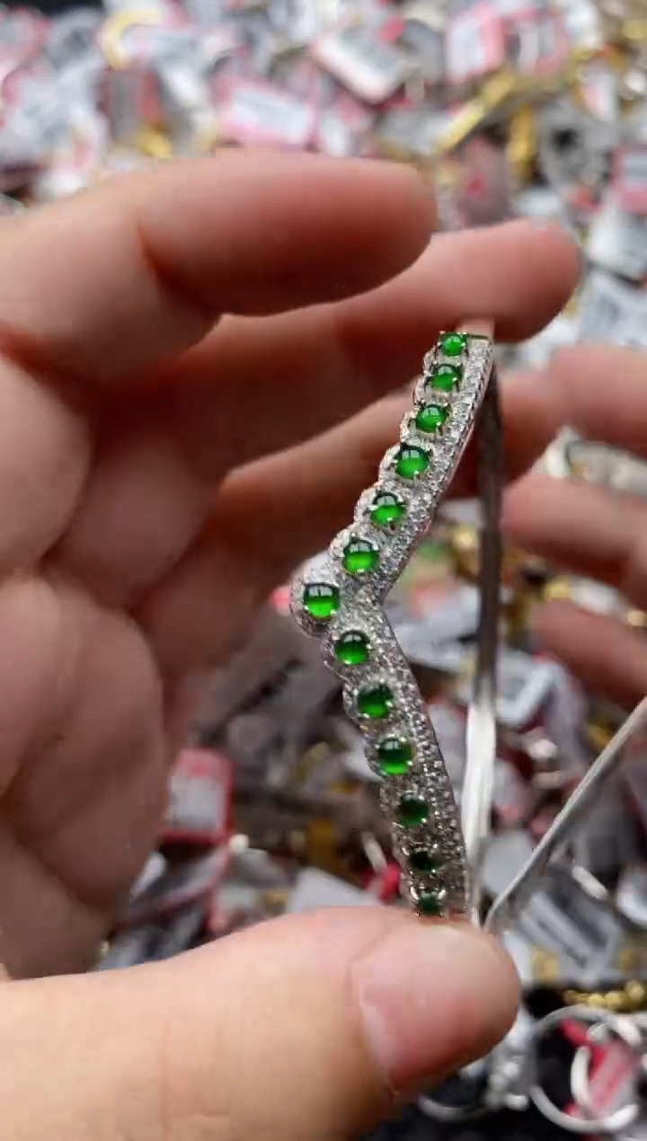 【闪购商品】翡翠戒指银S925镶嵌7777---5