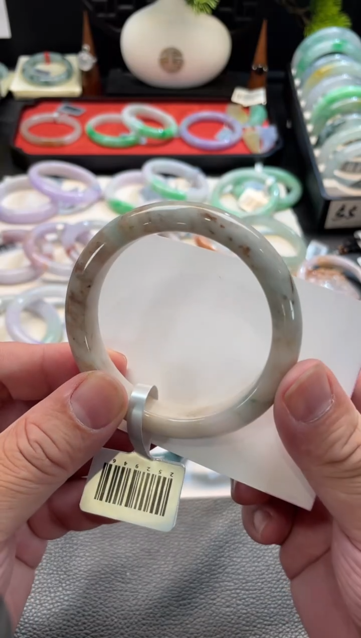 未镶嵌手镯翡翠34号链接 有纹裂 57正圈