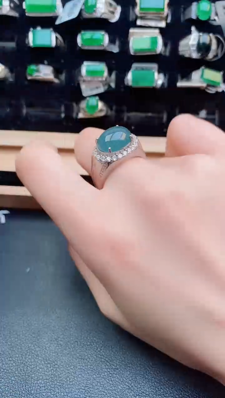 翡翠戒指银S925镶嵌121212