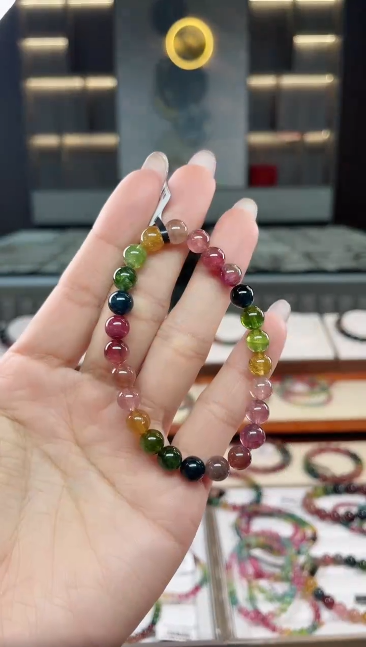 未镶嵌老矿碧玺单圈手串7mm+碧玺（多样性发一条）T