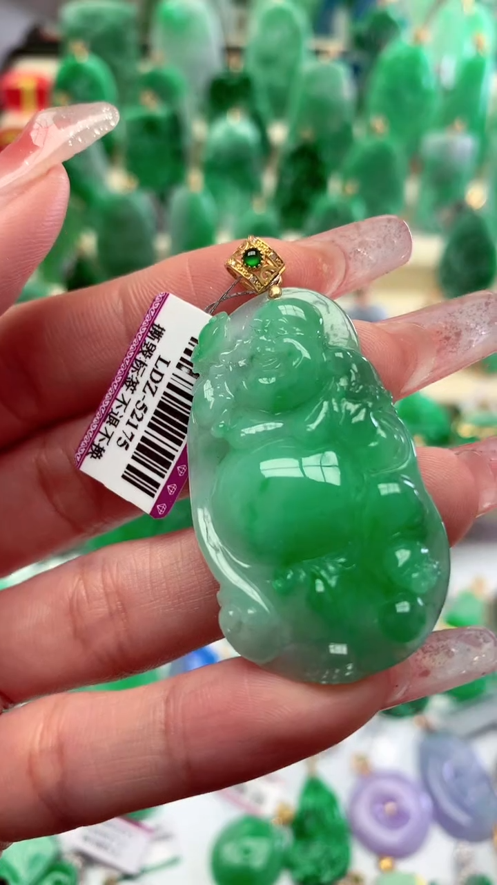 【闪购商品】翡翠颈饰18K金镶嵌挂件