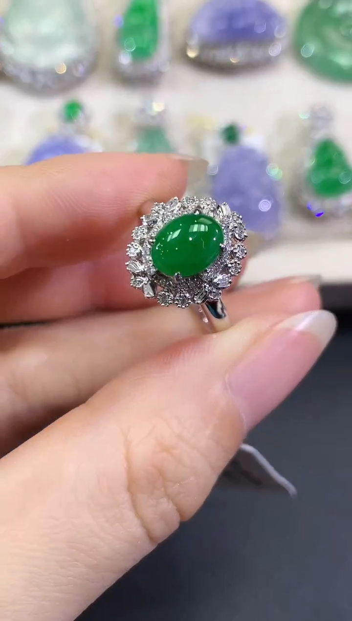 【闪购商品】翡翠戒指18K金镶嵌B87    