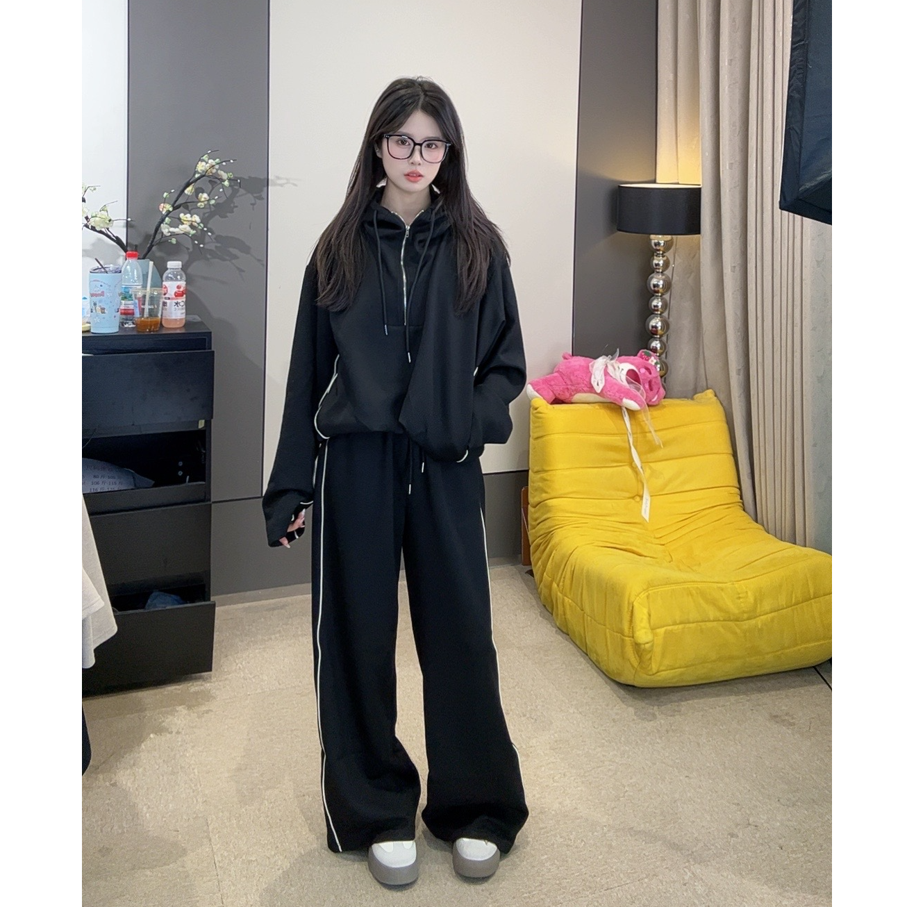 【秋季运动风】韩版休闲显瘦高腰设计感时尚套装