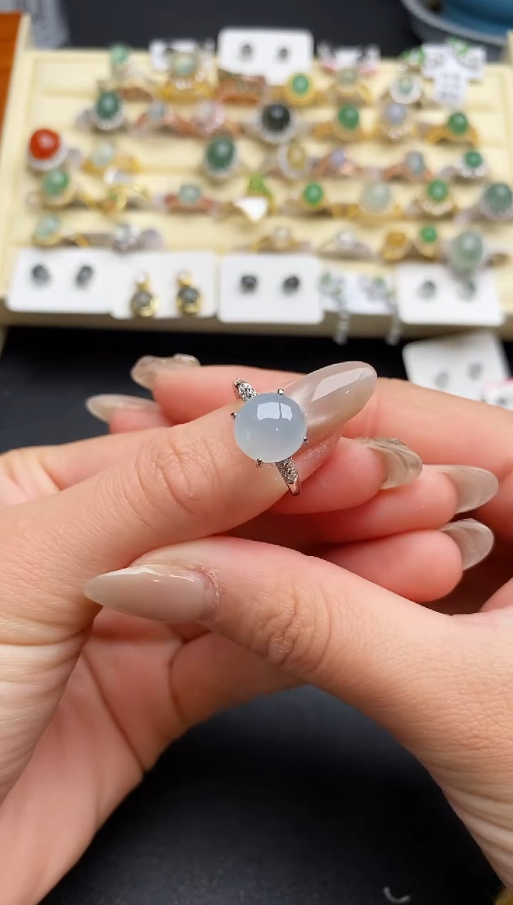 【闪购商品】翡翠戒指银S925镶嵌22222222+7