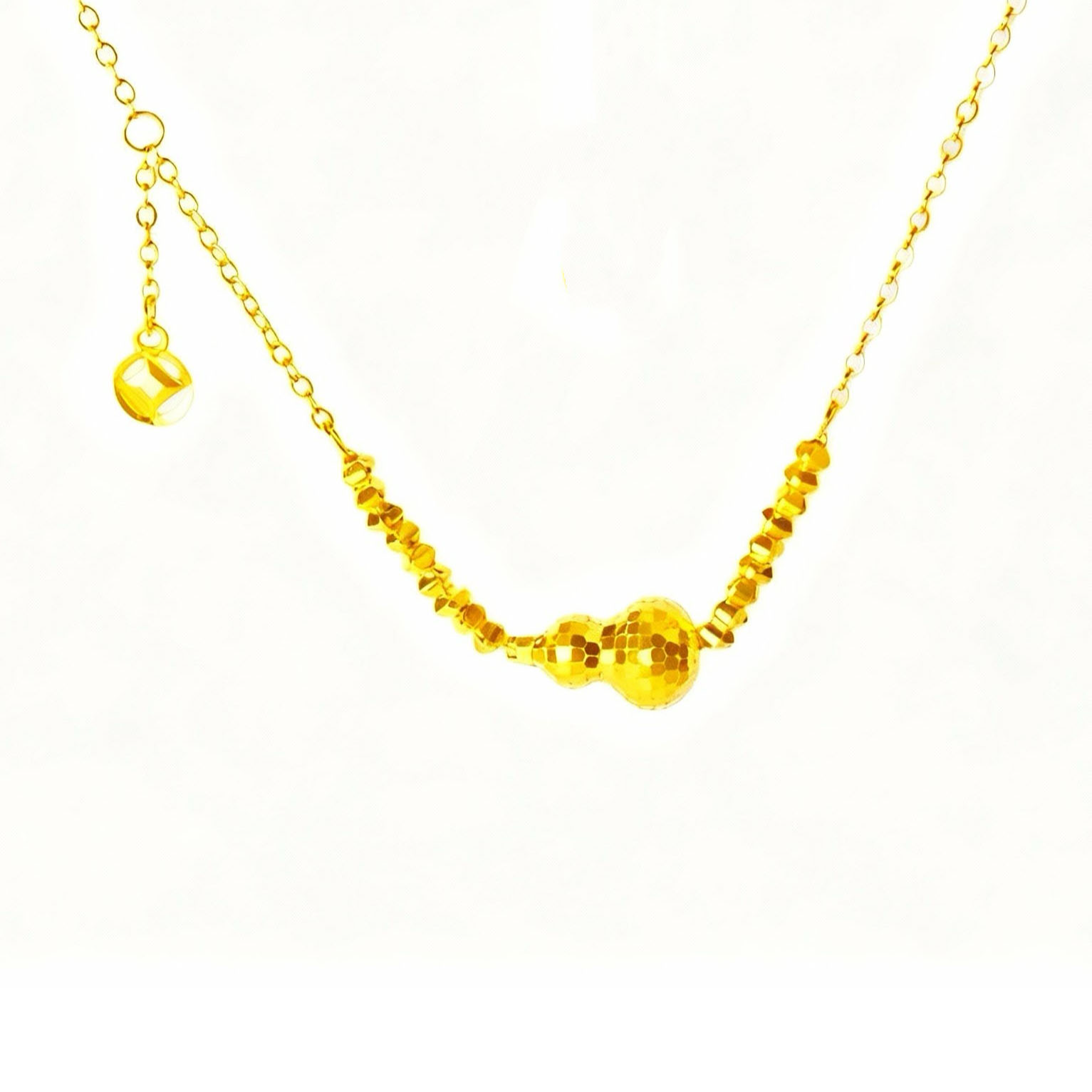 12期免息【中国黄金】足金金葫缀币套链蹦迪珠时尚