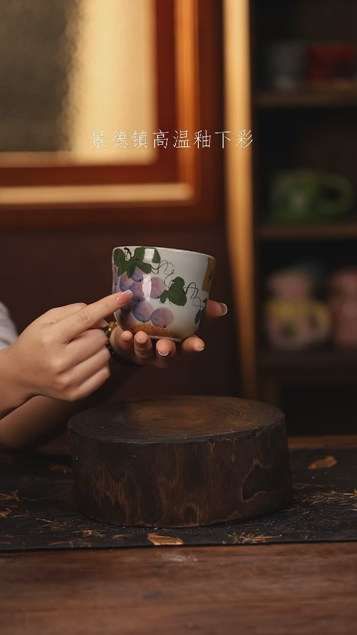 陶瓷 景德镇高温釉下手绘陶瓷@L441@