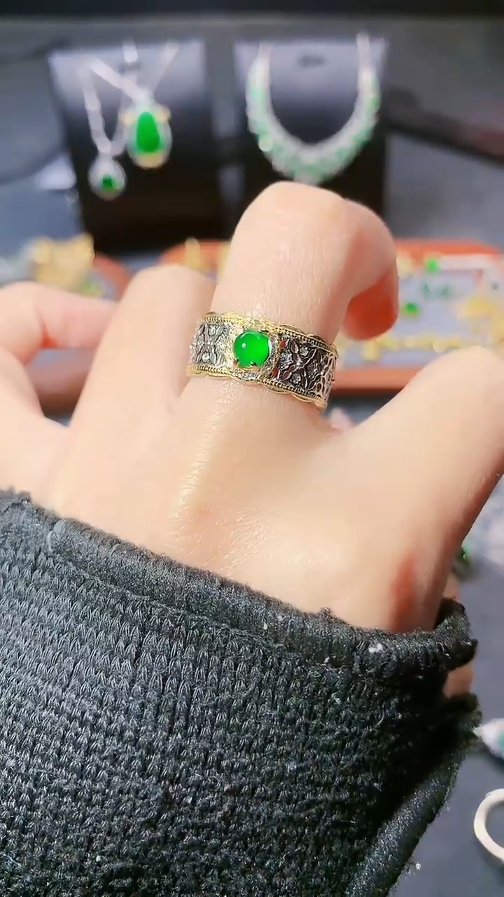 【闪购商品】翡翠戒指银S925镶嵌戒指