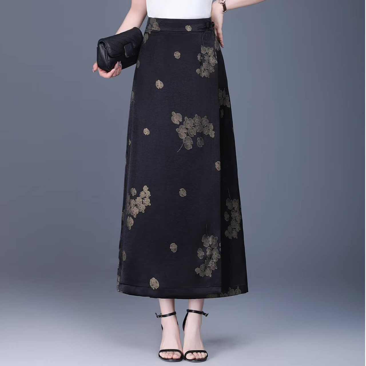 一片式气质半身裙2025年女春夏季新款中长裙直筒开叉包臀裙