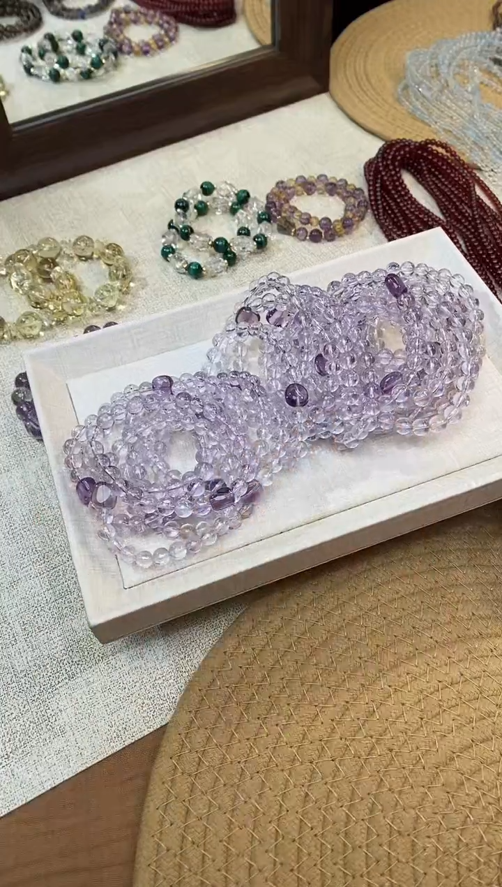 合金手链水晶《葡萄成熟时》玻利维亚紫水晶设计款7-8mm多样性发一