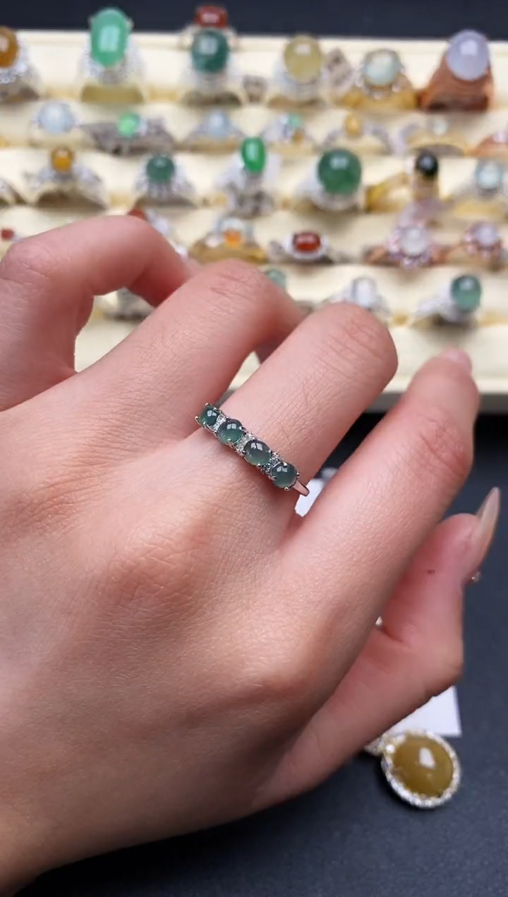 【闪购商品】翡翠戒指银S925镶嵌1111111+6