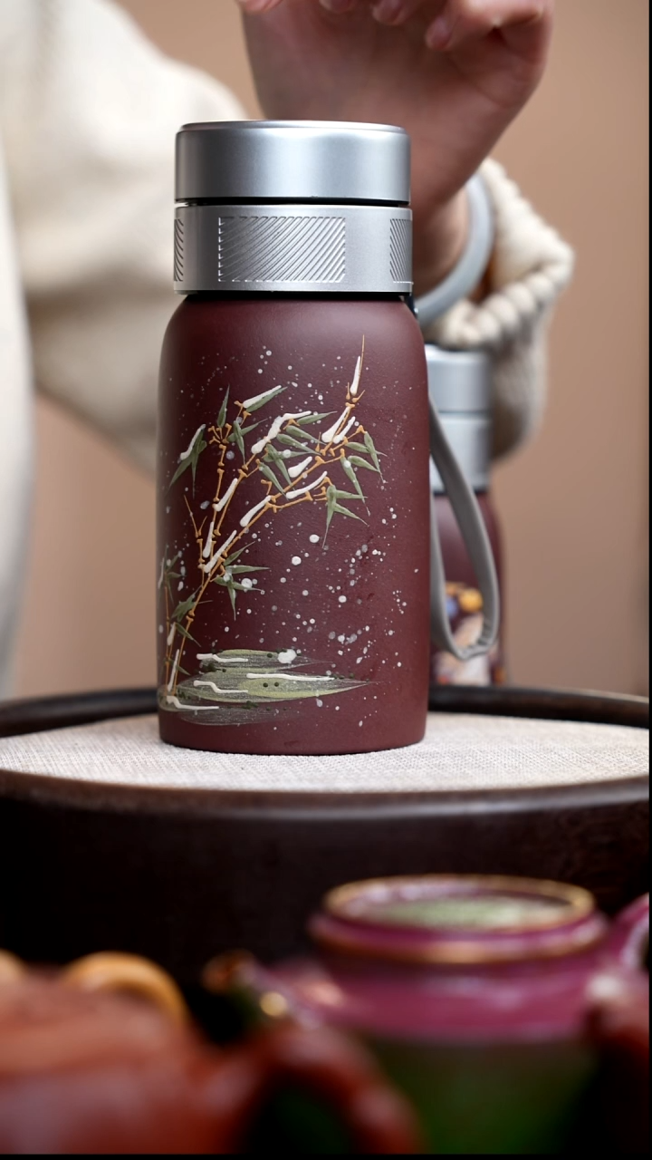 茶壶紫砂紫泥随行杯竹雪