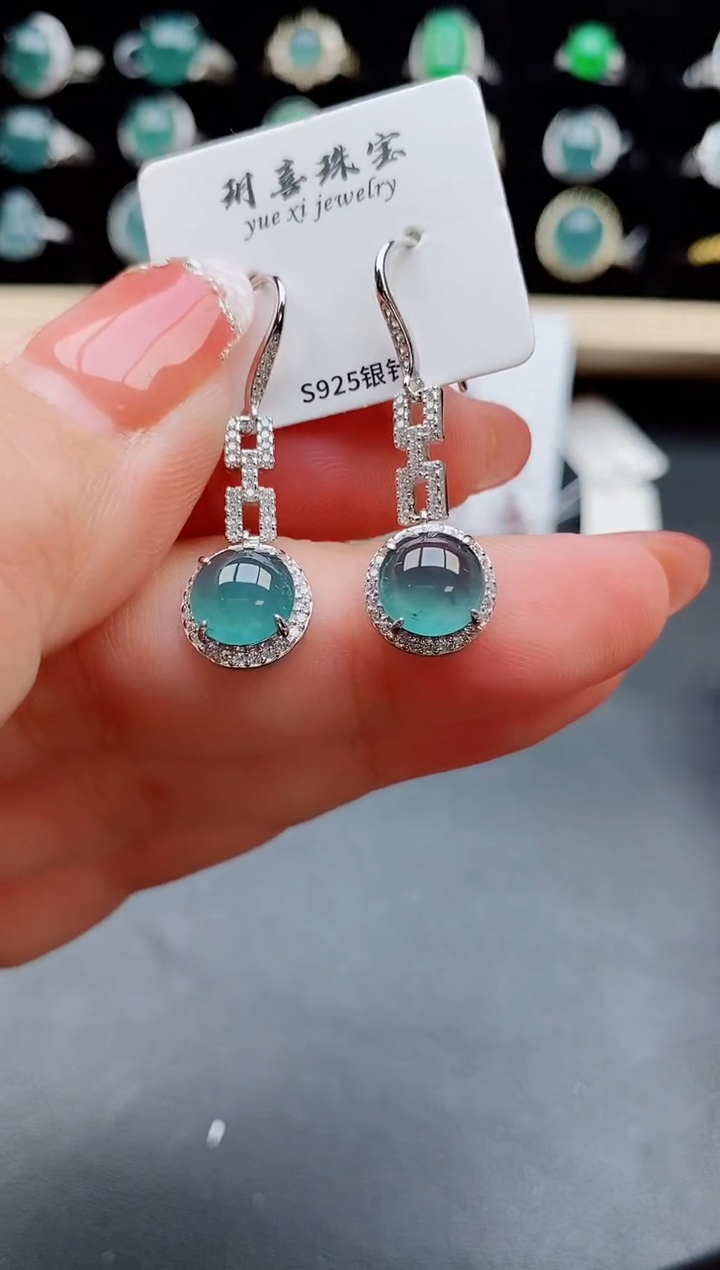【闪购商品】翡翠耳饰银S925镶嵌808050